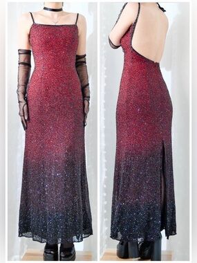 Je Matadi by Sean Mehta beaded ombre formal gown, backless, Vintage size S